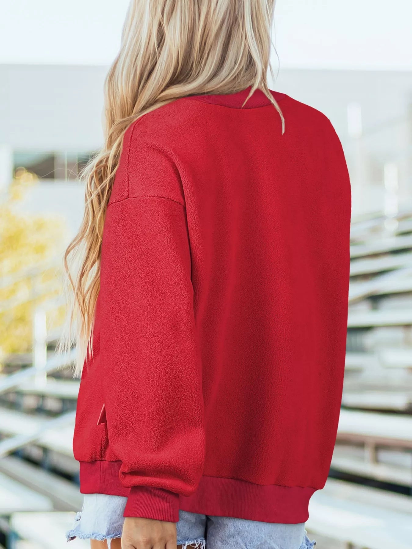 Sarah Express Women's Reversible Heart Print Mock Neck Sweatshirt - Valentine's Day Love Script Double Wear Top