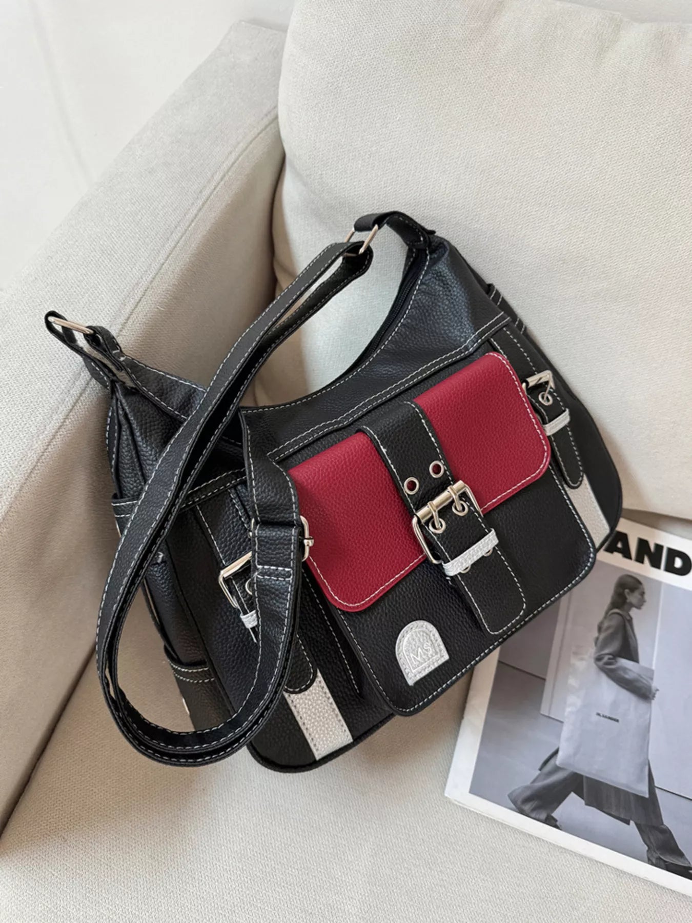 Sarah Express Women's Buckle Decor Flap Crossbody Bag