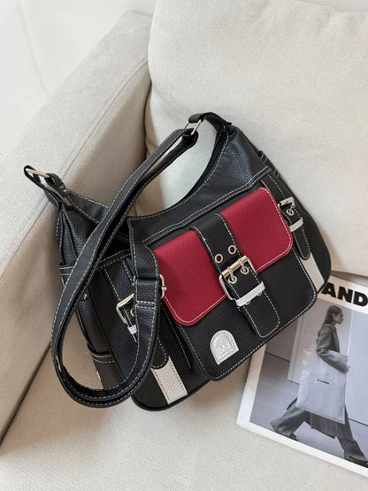 Sarah Express Women's Buckle Decor Flap Crossbody Bag