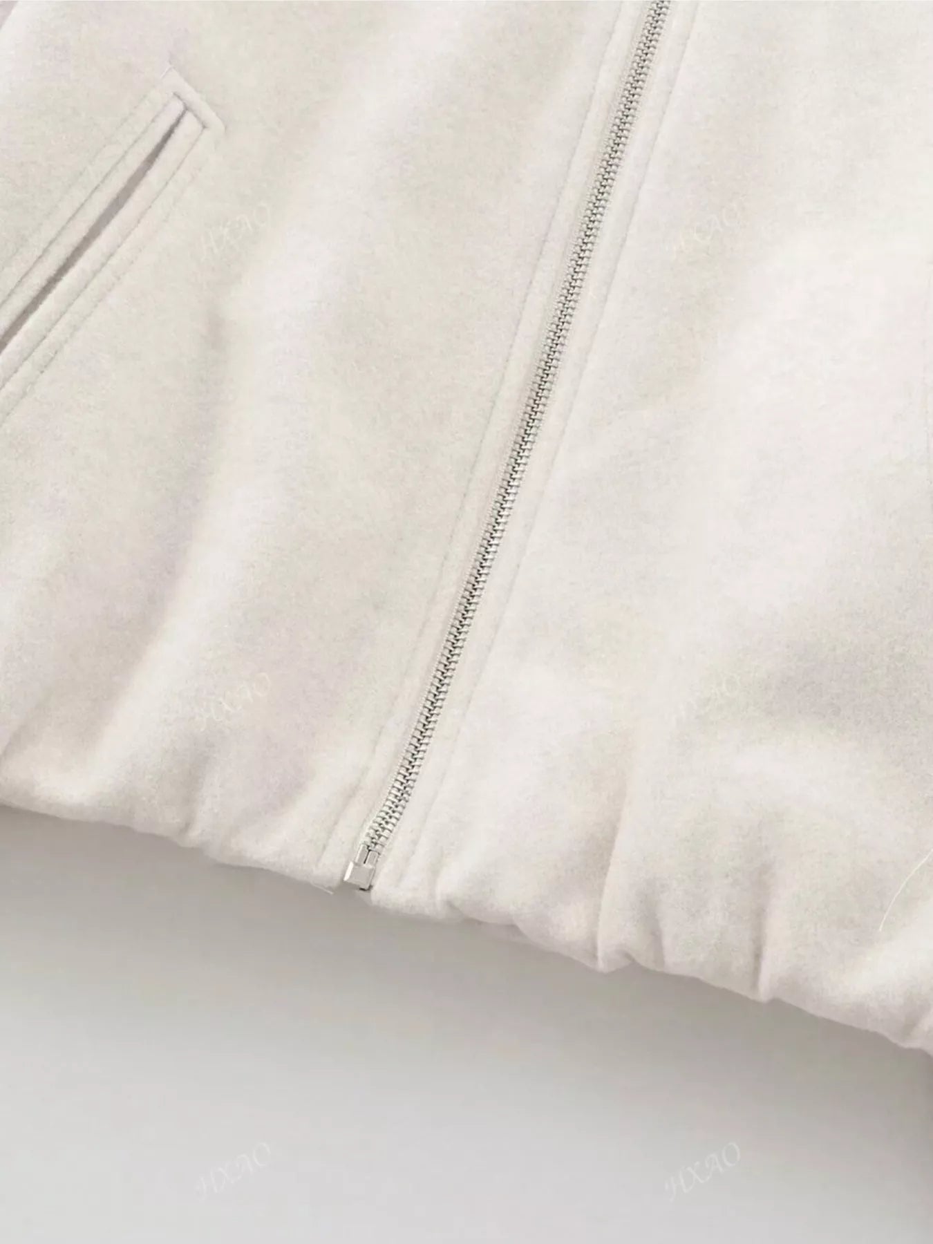 Sarah Express Women's Plus Size Casual Fleece Zip-Up Bomber Jacket