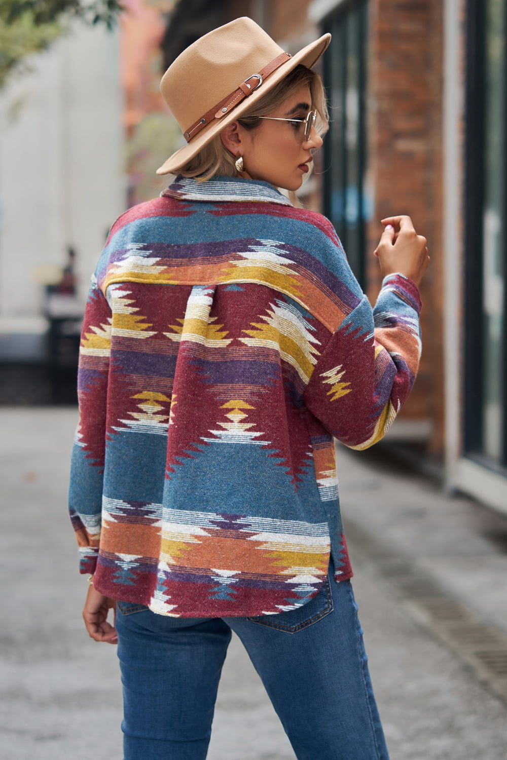 Sarah Express Women's Printed Collared Neck Jacket