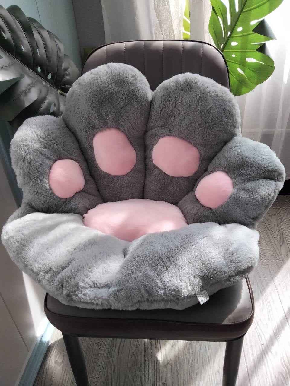 Sarah Express Plush Paw Cushion Floor Seat - Soft Filled Comfort Chair Pillow Grey pink