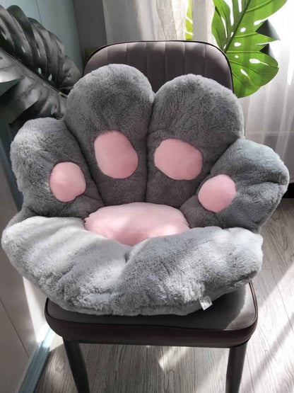 Sarah Express Plush Paw Cushion Floor Seat - Soft Filled Comfort Chair Pillow Grey pink