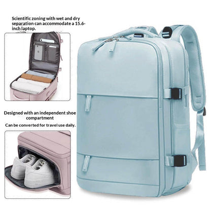 Sarah Express Men's Waterproof Laptop Backpack | Travel & Business Nylon Bag with Dry-Wet Separation 2210 Small Light Blue