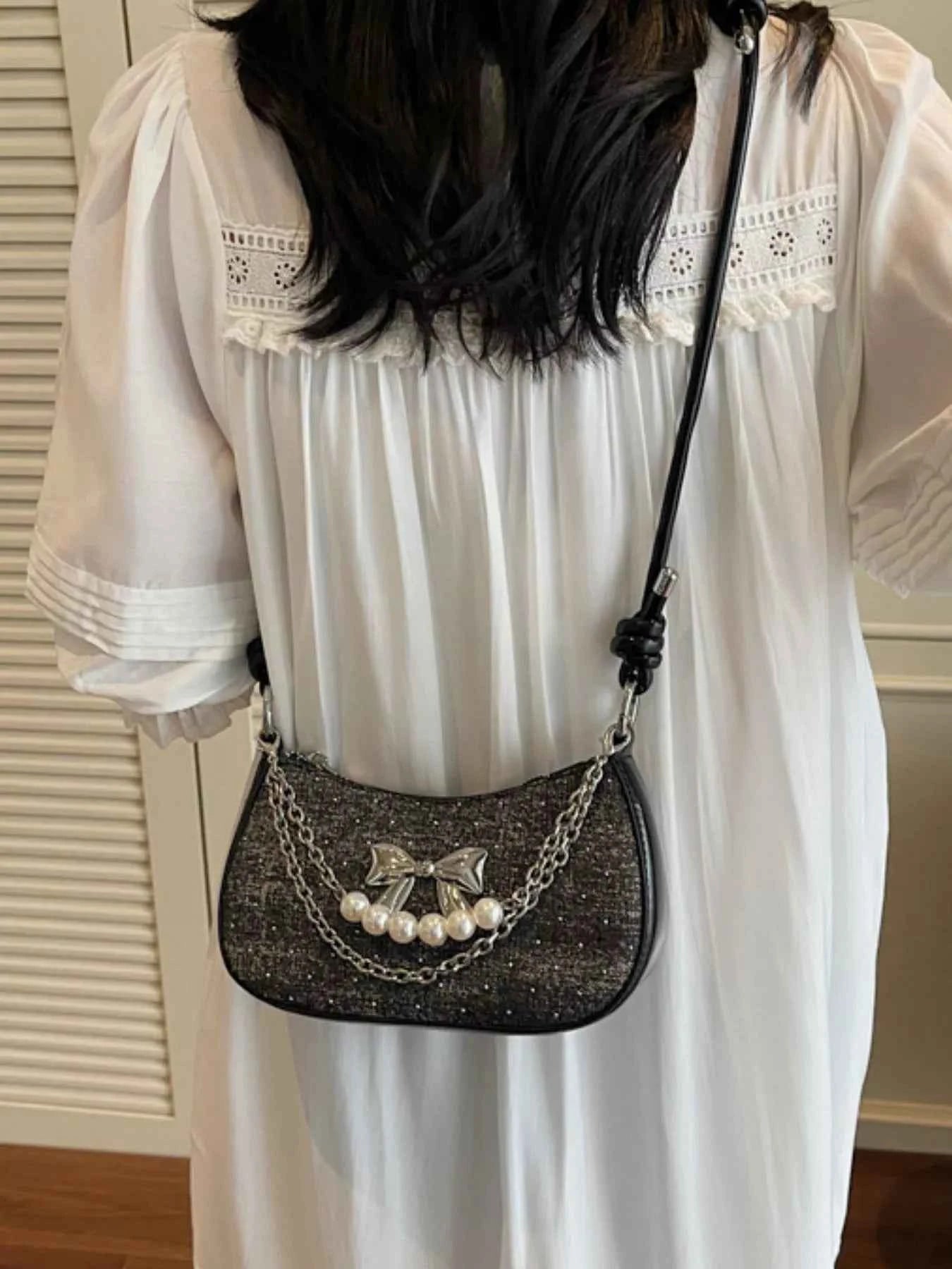 Sarah Express Women's Bow Decor Chain Crossbody Bag - Mini Shoulder Bag