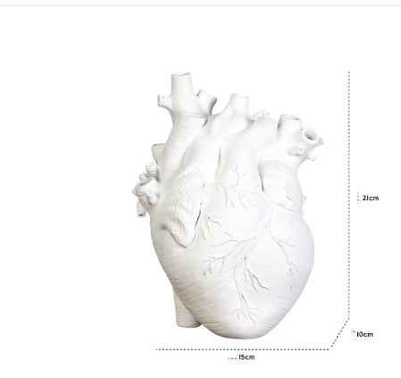 Sarah Express Nordic Heart Flower Vase Resin Sculpture Desktop Planter Home Decor Ornament White Medium