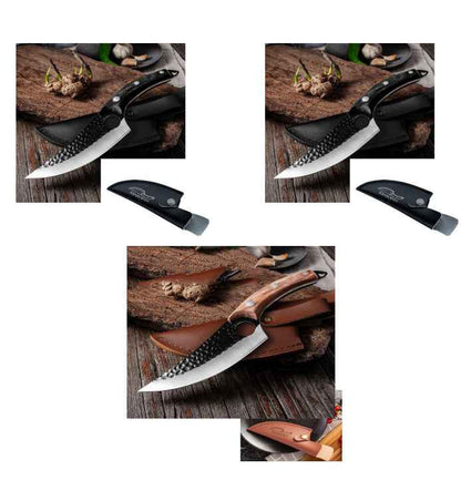 Sarah Express Professional Butcher Knife Set - High Carbon Steel Boning Knife Sheath Black Brown Set B
