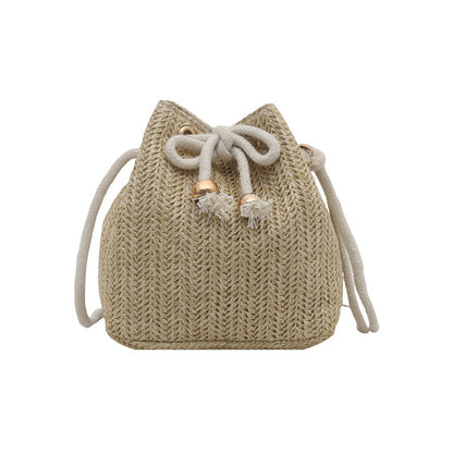 Sarah Express Women's Woven Straw Bucket Bag - Casual Crossbody Shoulder Bag with Adjustable Strap