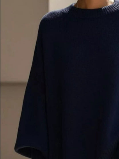 Sarah Express Women's Oversized Batwing Sleeve Round Neck Sweater