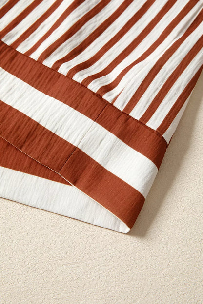 Sarah Express Women's Striped Babydoll Long Sleeve Blouse - Tie Detail Casual Top