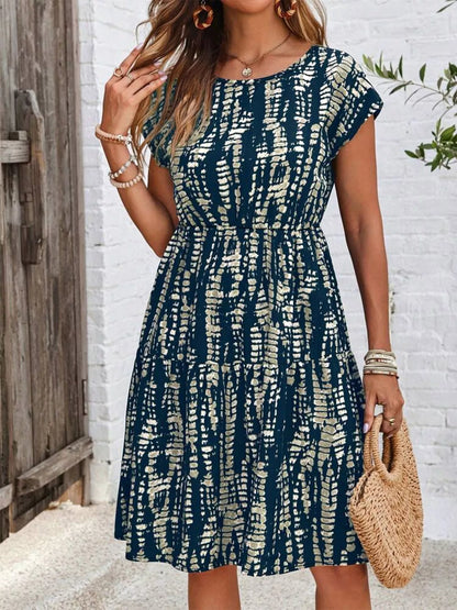 Sarah Express Women's Plus Size Tie-Dye Ruffle Hem Casual Dress Black Forest