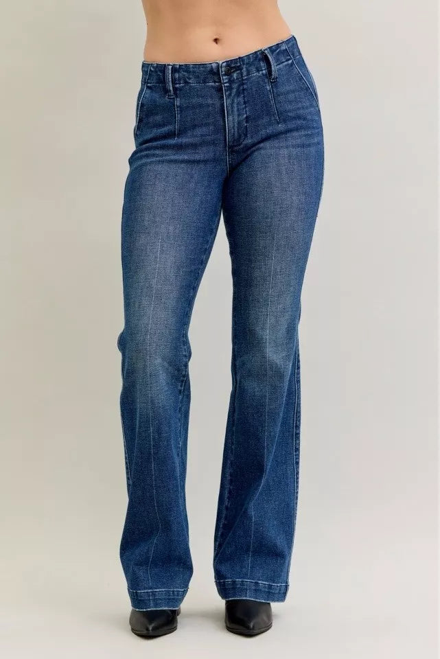 Sarah Express Women’s Plus Size Mid Rise Bootcut Jeans with Welt Pockets
