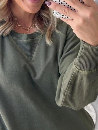 Sarah Express Women's Crew Neck Raglan Sleeve Sweatshirt - Casual Pullover Top