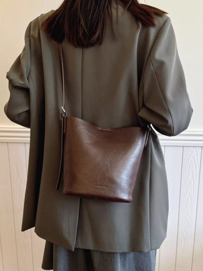 Sarah Express Women's Vintage Style Bucket Crossbody Bag Brown ONESIZE