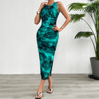 Sarah Express Women's Sleeveless Mesh Maxi Dress Elegant Slim Fit Bodycon Evening Cocktail Gown