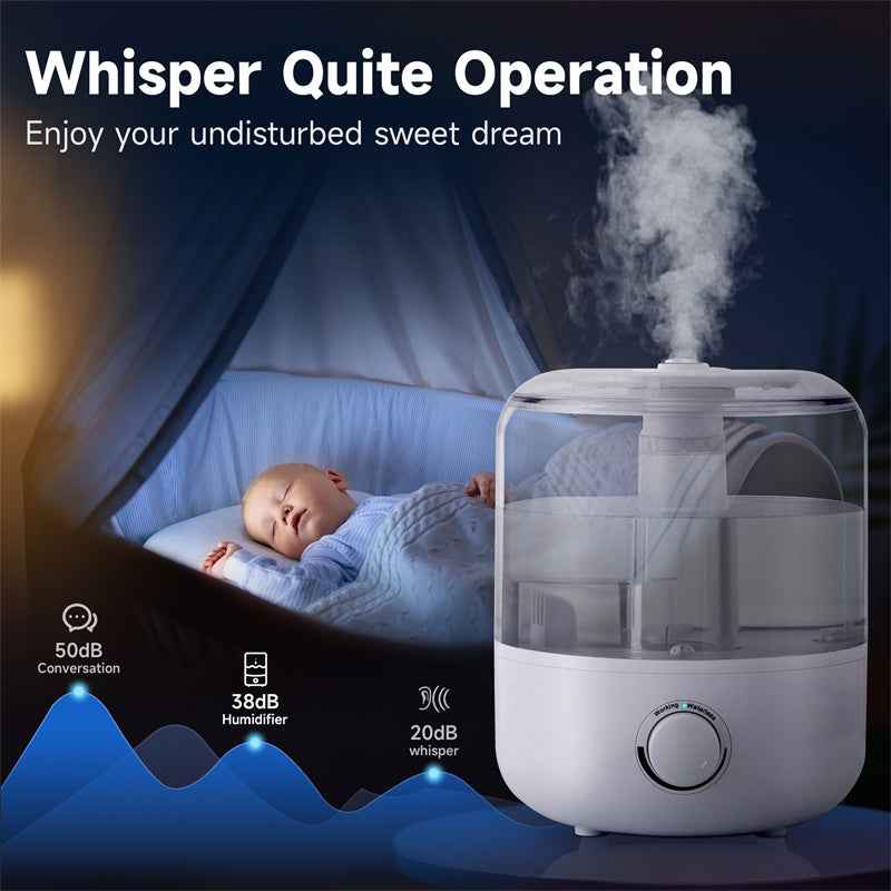 Sarah Express 3L Mechanical Humidifier with Low Water Level Protection - BPA Free Ultrasonic Cool Mist Humidifier for Home Bedroom Office