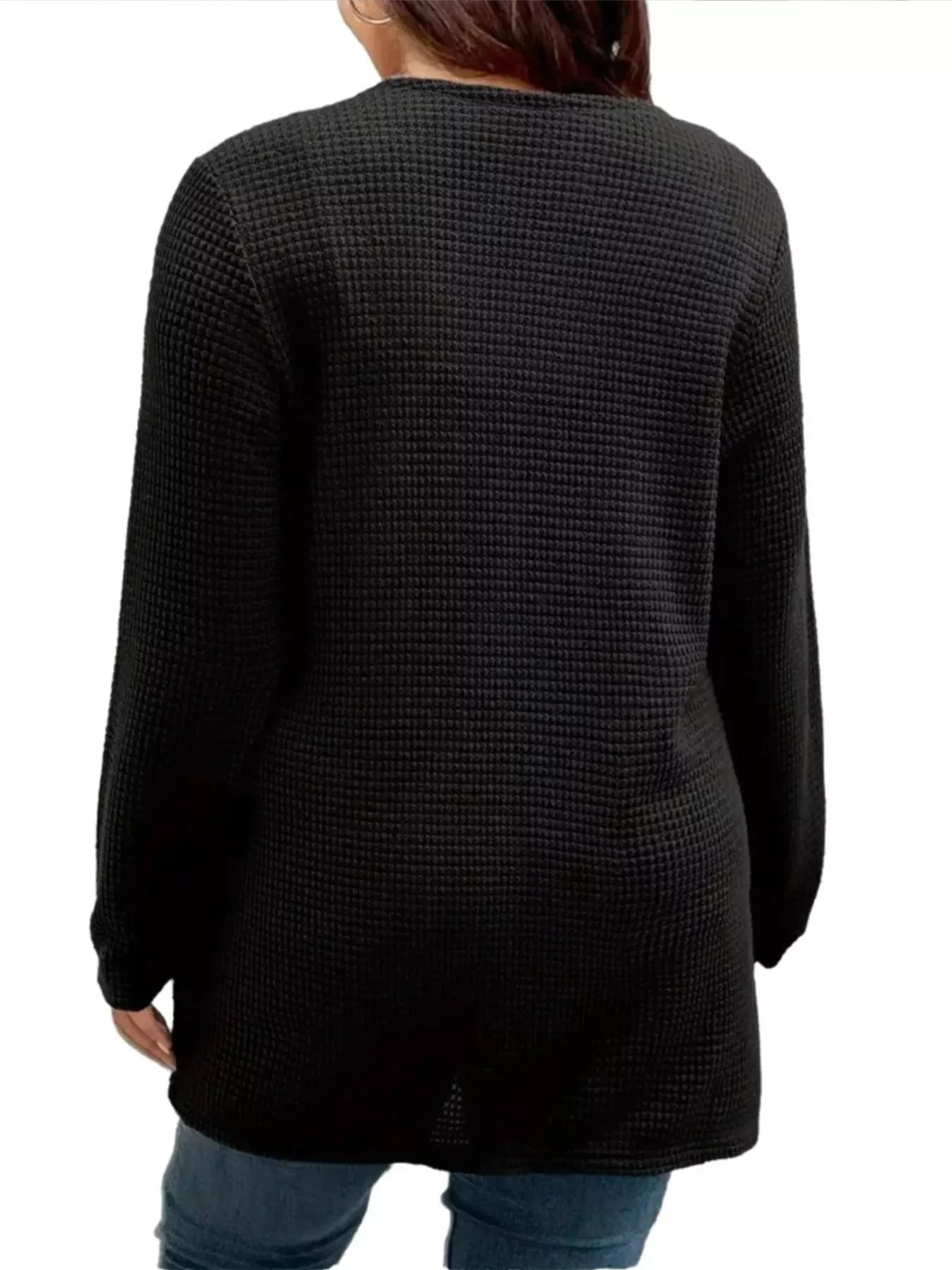 Sarah Express Women's Plus Size Open Front Long Sleeve Knit Cardigan with Pockets