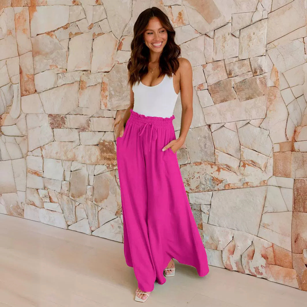 Sarah Express Wide Leg Viscose Casual Pants Loose Fit Draped