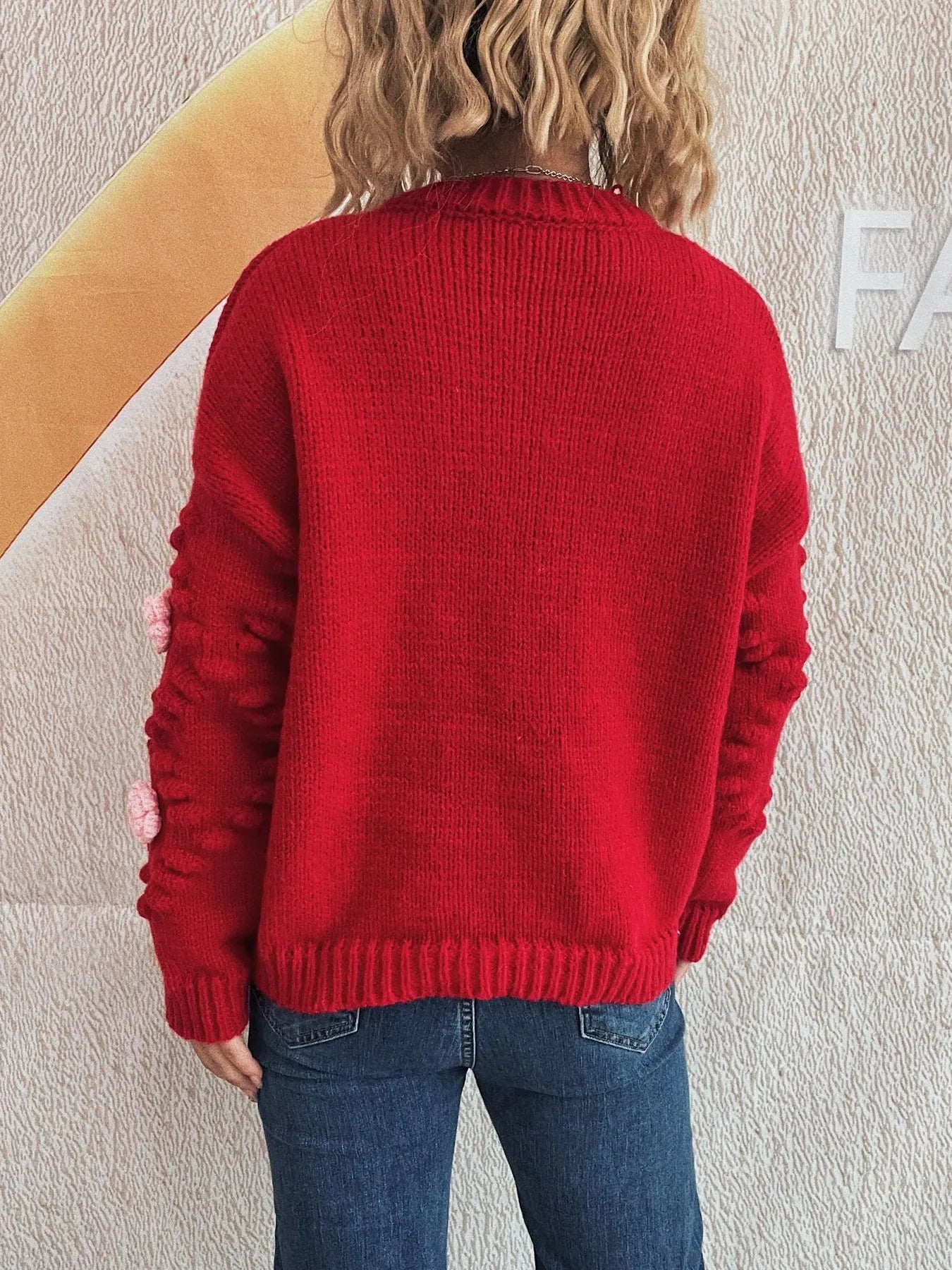 Sarah Express Women's Flower Button Up Long Sleeve Cardigan