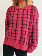 Sarah Express Women's Plaid Pattern Zip Up Cardigan