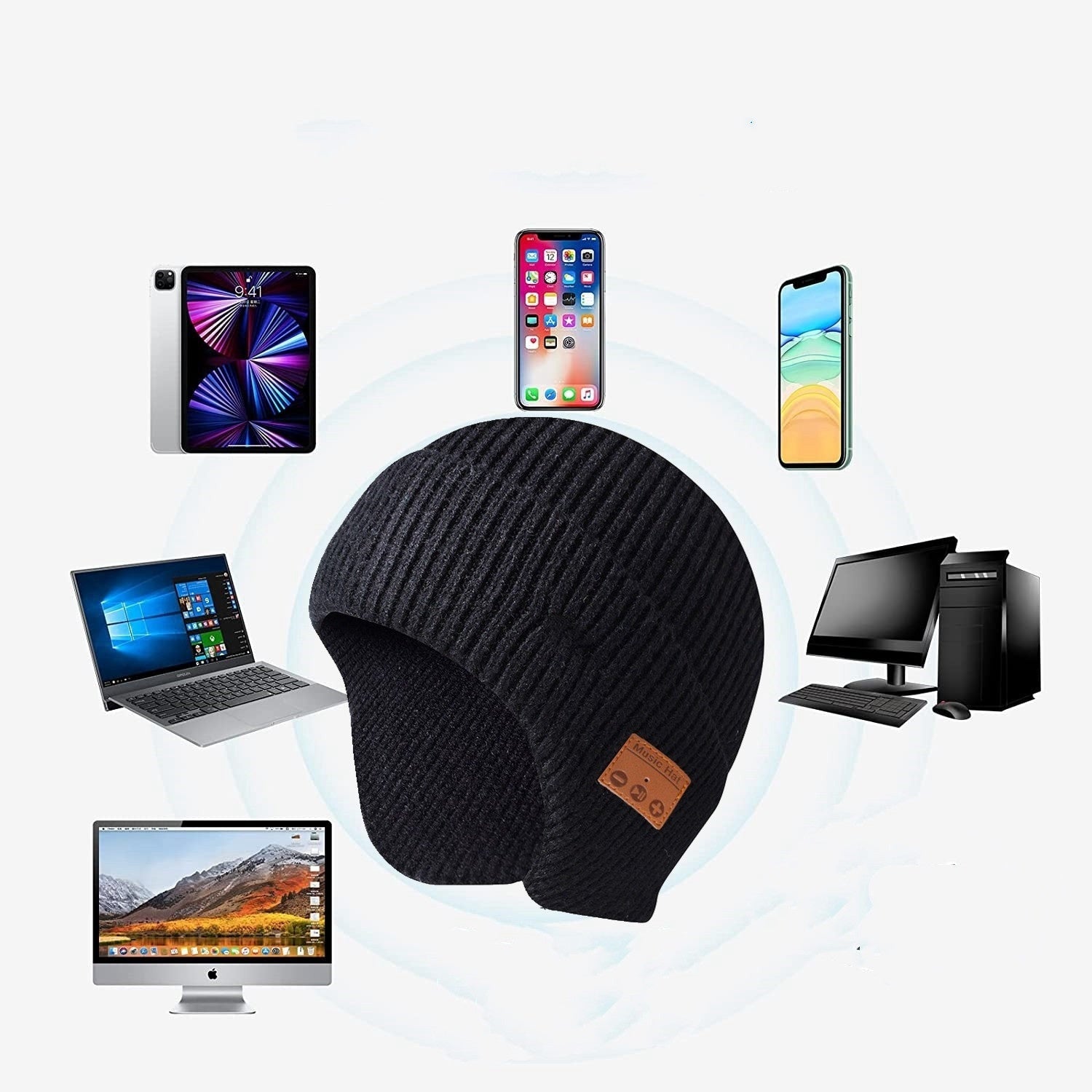 Sarah Express Wireless Bluetooth Beanie Knitted Winter Hat USB Rechargeable