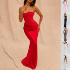 Backless Bandeau Maxi Dress Strapless Bodycon Evening Gown
