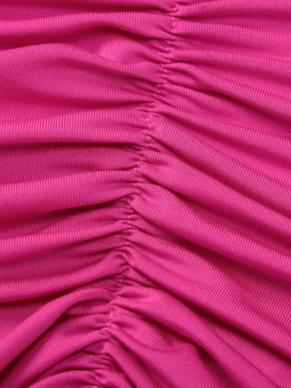 Sarah Express Women's Backless One-Shoulder Ruched Bodycon Maxi Dress