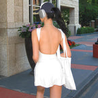 Sarah Express Backless Ruffle High-Waist Bodycon Mini Dress