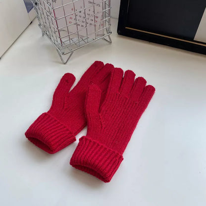 Sarah Express Women's Warm Knitted Winter Gloves Red One Size