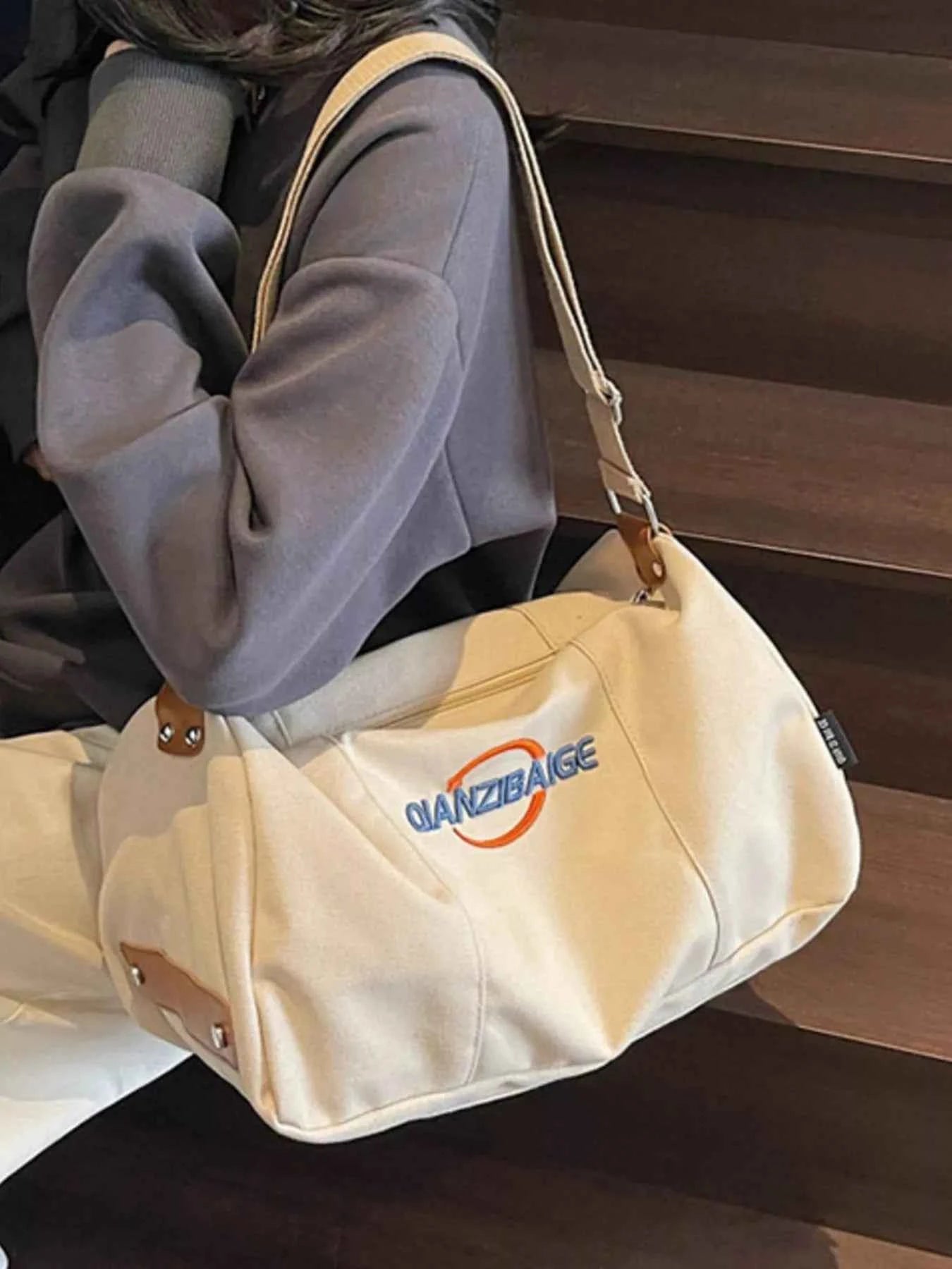 Sarah Express Women's Canvas Duffel Bag with Adjustable Shoulder Strap - Travel Weekender Bag