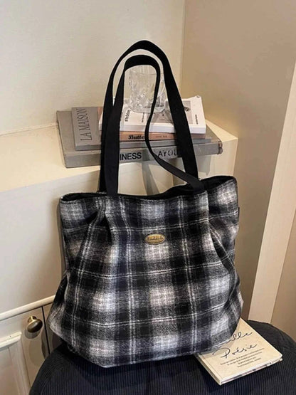 Plaid Pattern Casual Tote Bag