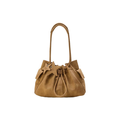 Sarah Express Cloud-Shaped Large Capacity Tote Bag for Women - PU Leather Shoulder Bag with Compartments Caramel Color