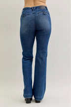 Sarah Express Women’s Plus Size Mid Rise Bootcut Jeans with Welt Pockets
