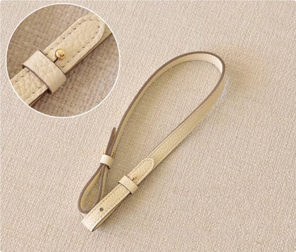 Sarah Express Genuine Leather Bag Strap Replacement – Adjustable Spaghetti Shoulder Strap with Gold & Silver Stud Detail Cream white with gold