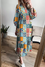 Sarah Express Women's Floral Checkered V-Neck Dress