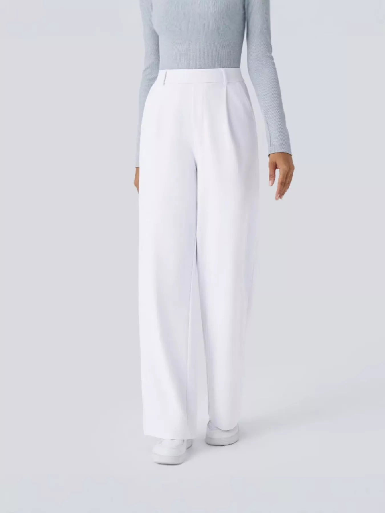 Sarah Express Women's Wide Leg Pants with Pockets White