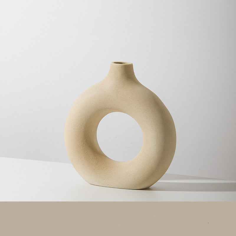 Sarah Express Frosted Porcelain Biscuit Vase - Modern Flower Arranging Device Medium Beige