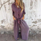 Women's Professional Lapel Cardigan Blazer and Pants Suit Set