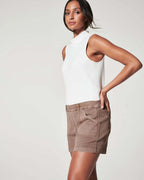 Sarah Express Women's High Waist Overall Pants - Cotton Linen A-Line Casual Cropped Bottoms