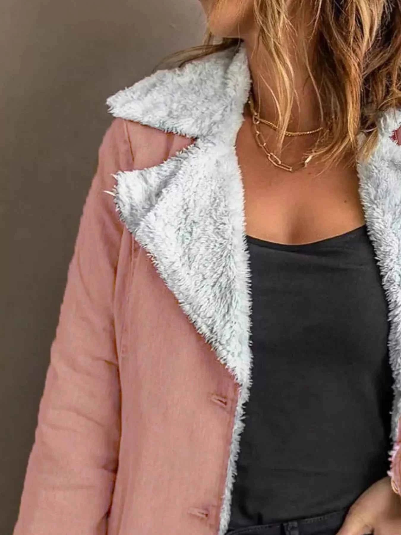 Sarah Express Women's Sherpa Lined Button Up Jacket - Cozy Fleece Outerwear Plus Size