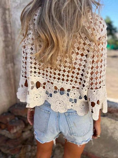 Sarah Express Women's Tassel Crochet Knit Beach Cover Up