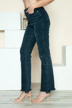 Sarah Express Women’s Plus Size High Rise Distressed Button Fly Straight Jeans
