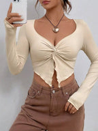 Sarah Express Women's Twisted Front Long Sleeve T-Shirt