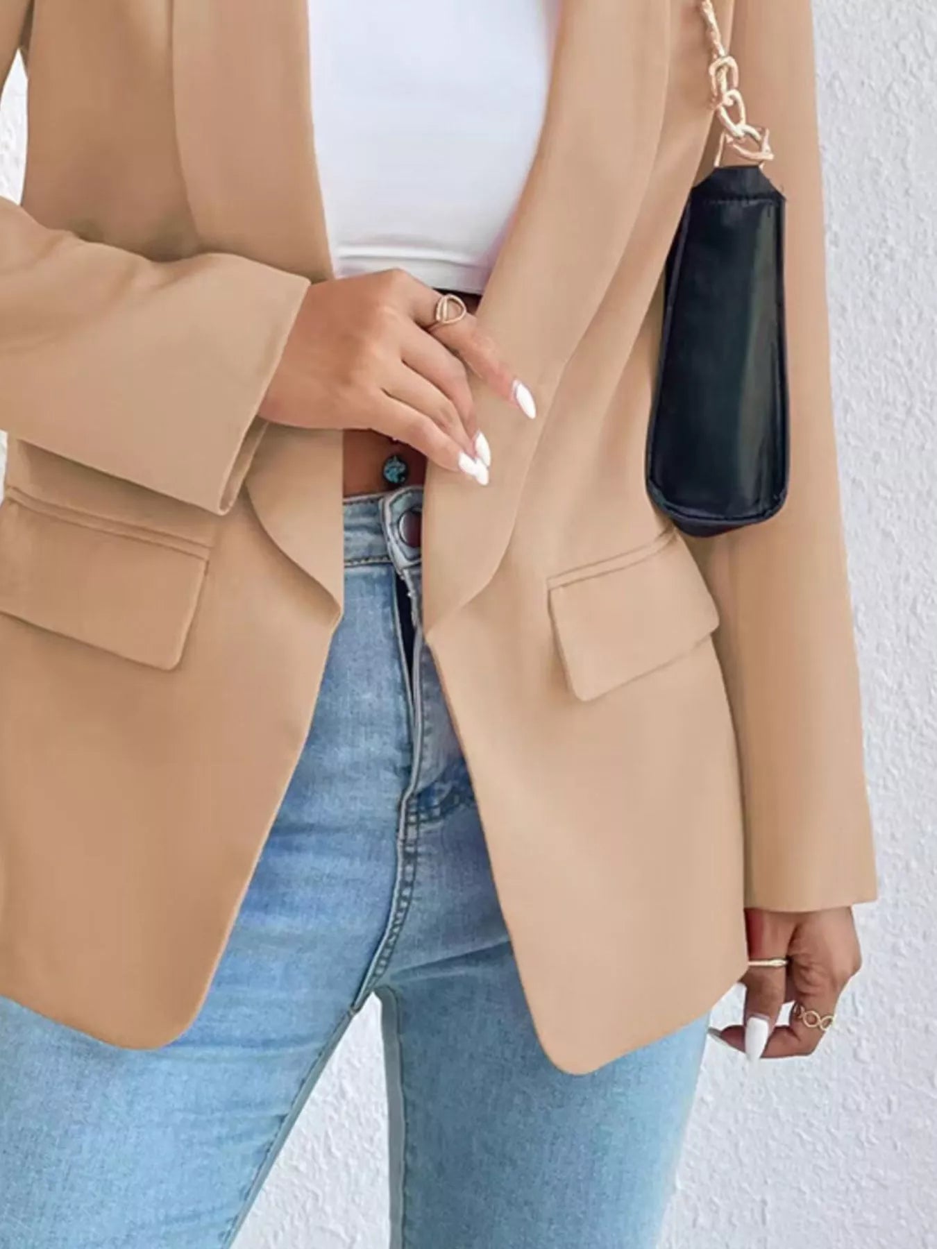 Sarah Express Women's Open Front Casual Blazer Plus Size Long Sleeve Professional Outerwear