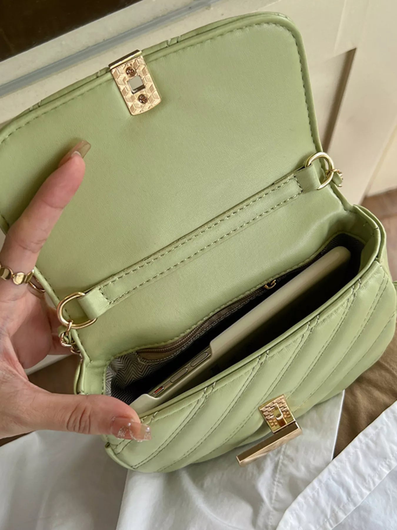 Sarah Express Women's Quilted Flap Chain Crossbody Bag