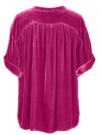 Sarah Express Women's Ruched Round Neck Short Sleeve Shirt