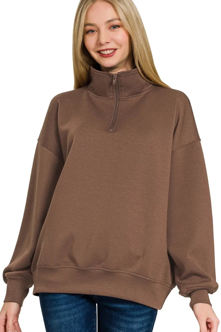 Sarah Express Women’s Scuba Quarter-Zip Sweatshirt Casual All-Season