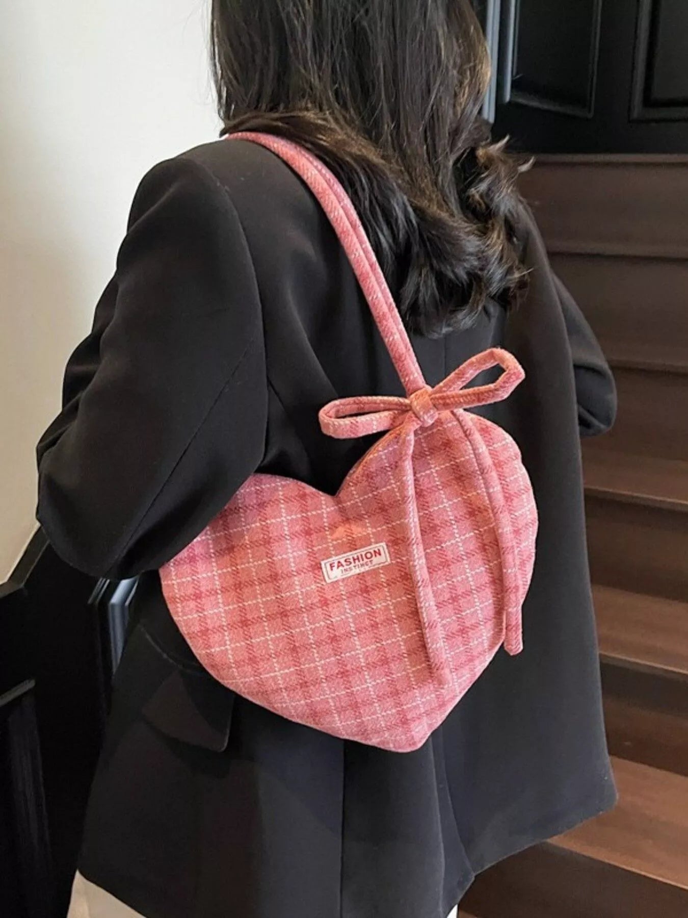 Sarah Express Heart-Shaped Plaid Shoulder Bag - Cute Crossbody Purse for Women