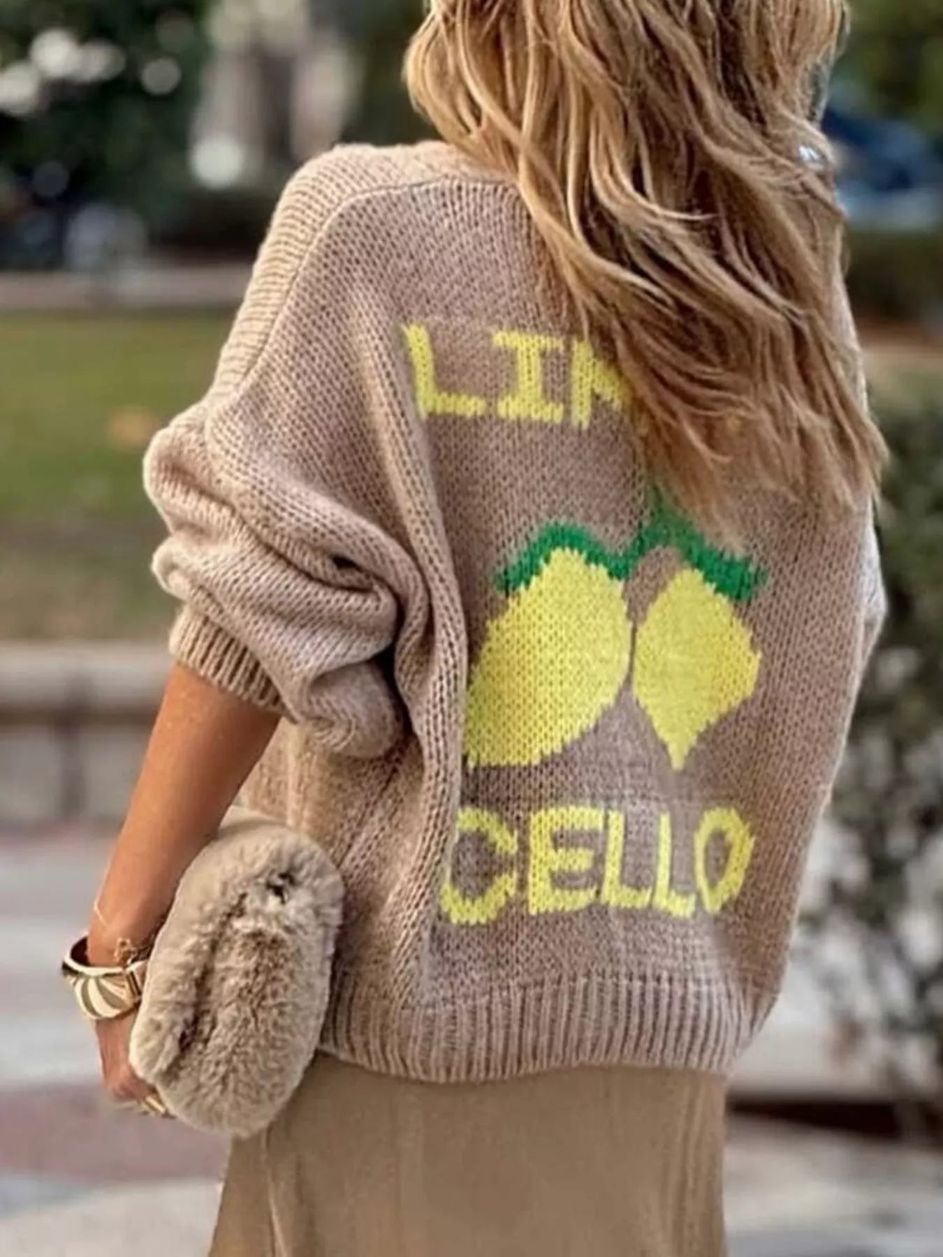 Sarah Express Women's Lemon Button Up Knit Cardigan