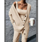 Sarah Express Knitted Three Piece Suit Set Cardigan Vest Pants Coordinated Outfit